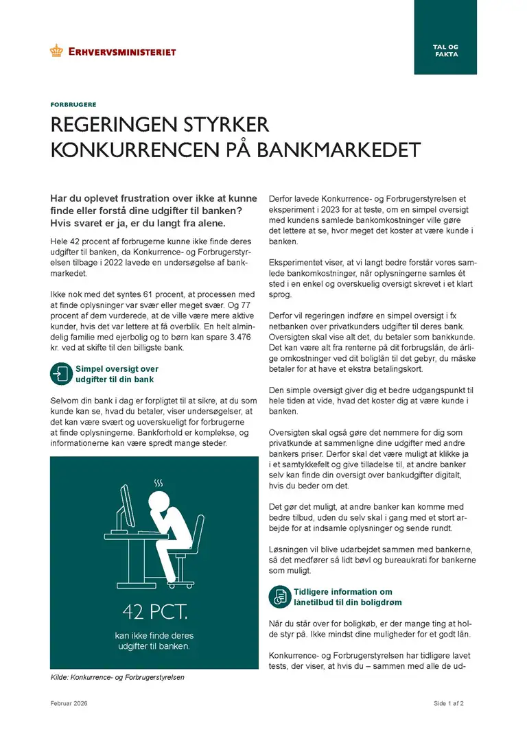 REGERINGEN STYRKER KONKURRENCEN PÅ BANKMARKEDET
